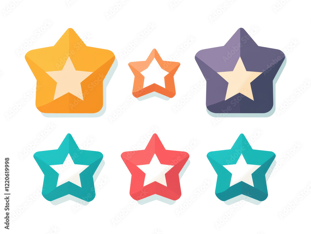 Isolated Set of Colorful Star Icons Isolated Set of Colorful Star Icons