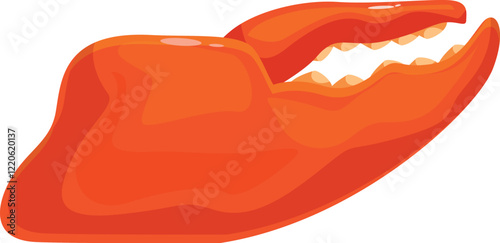 One single cooked lobster claw holding nothing isolated on white background