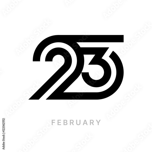 23 February typography logo design concept. 23 number design. Sign for flyer, postcard, poster or banner. 