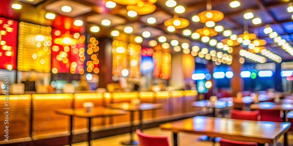 Blurred Fast Food Restaurant Background - Bokeh Lights & Abstract Diner Scene