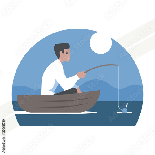 A businessman fishing representing patience and strategy