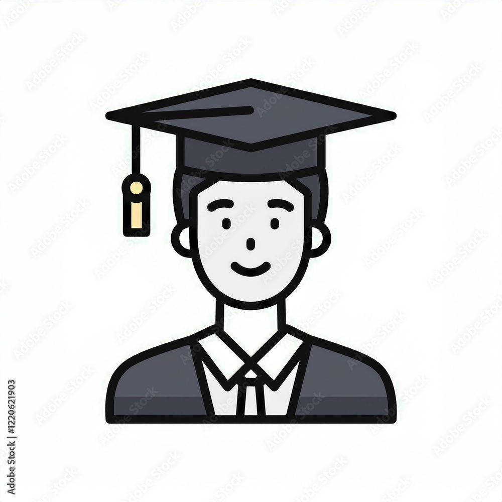 Graduation Cap Icon Set: Line and Glyph Versions for Academic and Education Symbols Graduation Cap Icon Set: Line and Glyph Versions for Academic and Education Symbols