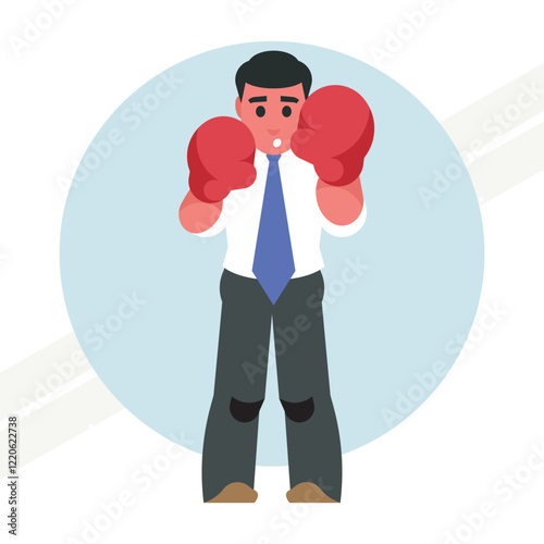 A businessman in boxing gloves representing competition and resilience