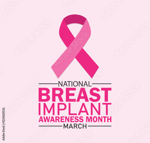 National Breast Implant Awareness Month. March. Vector illustration. Design for banner, poster or print.