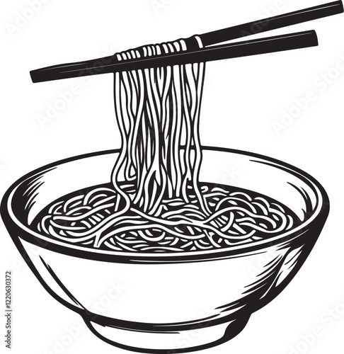 noodles in a bowl with chopsticks