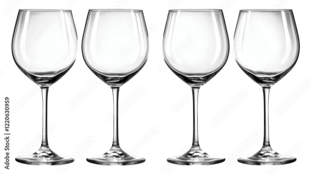 Set of elegant glass wine glasses with red wine, isolated on white background Set of elegant glass wine glasses with red wine, isolated on white background