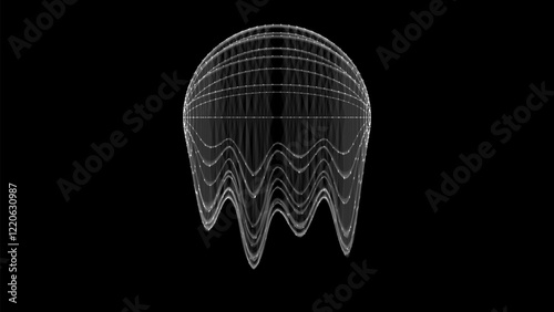 Abstract black sci-fi glitch sphere with particles and lines. Technology network connection on world. Futuristic vector illustration. Global digital connections ai. 3D wireframe geometric sphere.