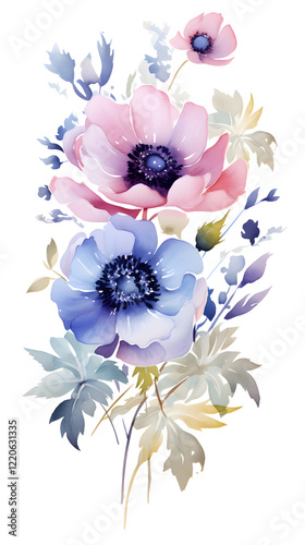 Digital vintage watercolor flower abstract graphic poster background