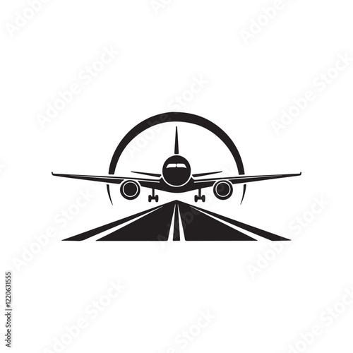 flight plane silhouette vector clip art logo design