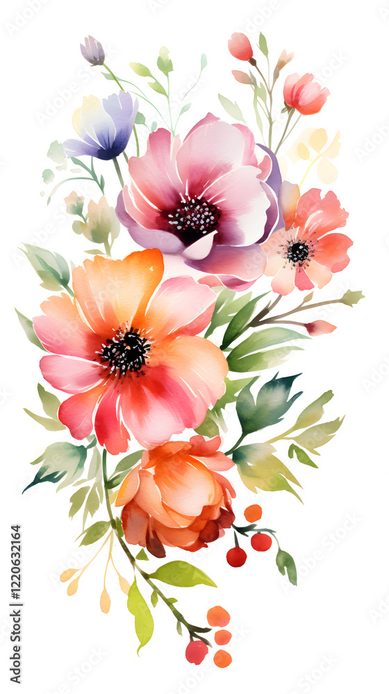 Fototapeta premium Digital vintage watercolor flower abstract graphic poster background