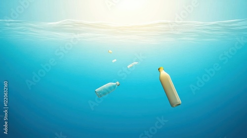 Underwater perspective ocean plastic waste collection initiative photo