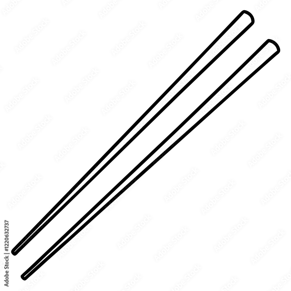 Elegant Chopsticks in Simple Line Art Style