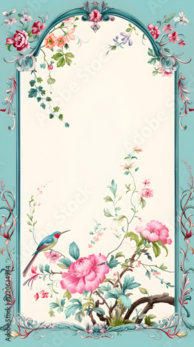 Digital vintage watercolor chinoiserie pattern abstract graphic poster background