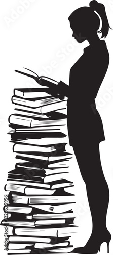 silhouette of a person with books
