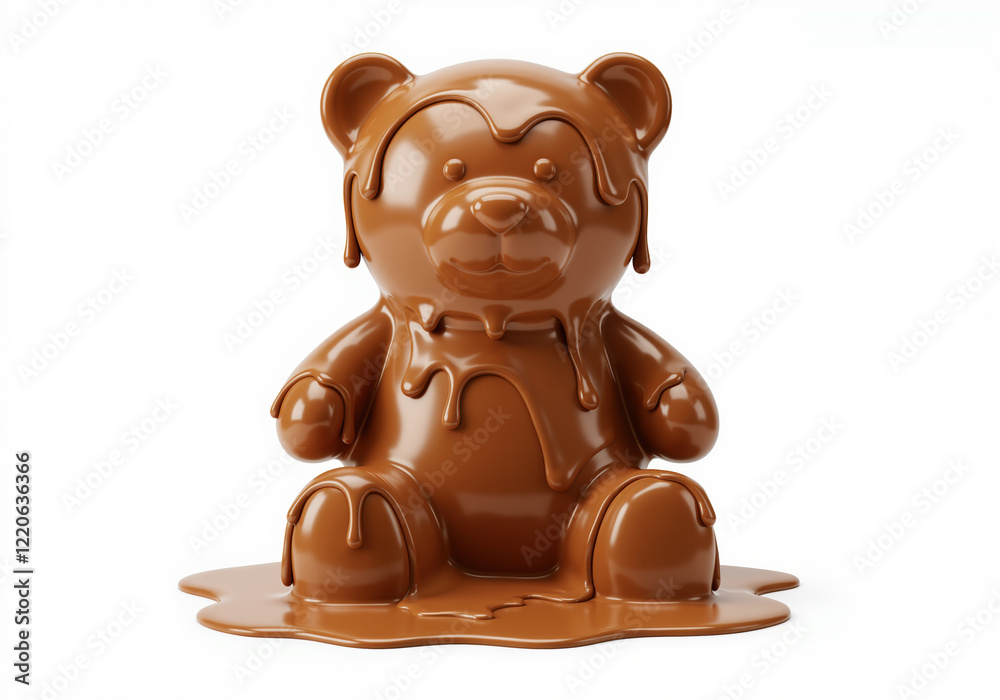 Golden brown melting chocolate bear - isolated on white Golden brown melting chocolate bear - isolated on white