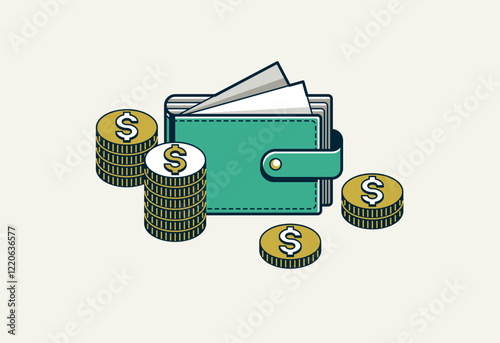 Wallet vector icon, electronic wallet e-wallet illustration, bank account, internet shopping, purchasing online.