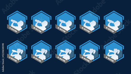 Water Badge | Daily Water Consumption Goal Badges for Men and Women
