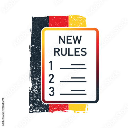 Germany flag colors and document new rules. Vector illustration isolated on white background.