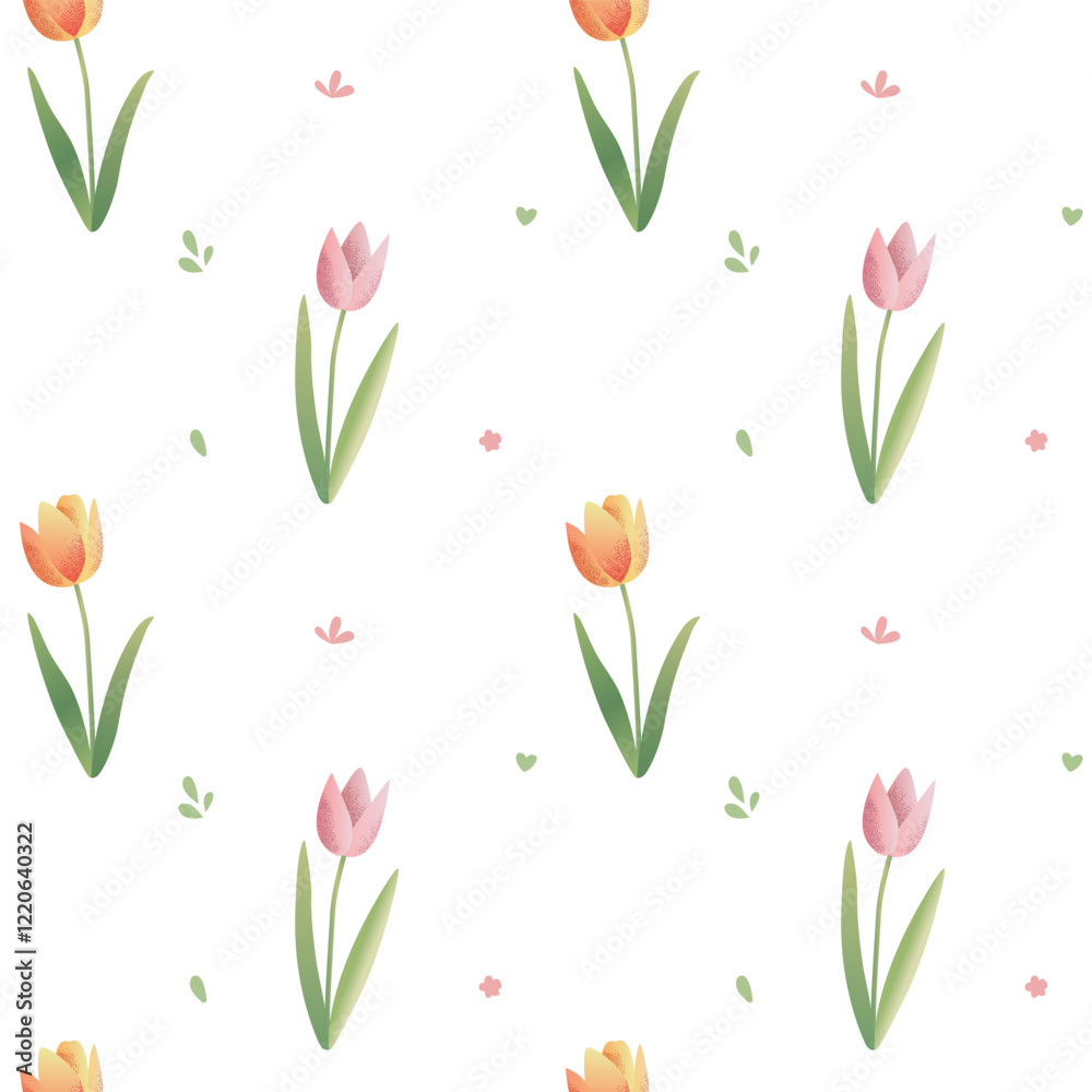 Seamless pattern with tulips. Spring backgrounds in pastel colors. Romantic flower pattern hand drawn. Seamless pattern with tulips. Spring backgrounds in pastel colors. Romantic flower pattern hand drawn.