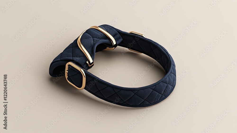 A luxury dog harness with quilted fabric and gold-tone hardware, displayed on a neutral background. A luxury dog harness with quilted fabric and gold-tone hardware, displayed on a neutral background.