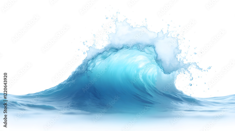 Blue ocean wave splashing on white background Blue ocean wave splashing on white background