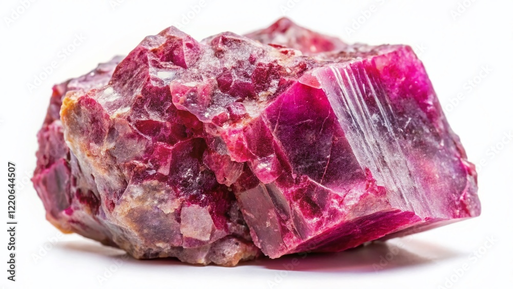 Obraz premium Cobaltite Mineral Specimen: Vibrant Pink-Gray Crystal Isolated on White Background