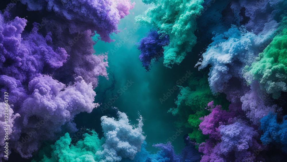 Obraz premium Colorful smoke creating a stunning abstract background in teal water