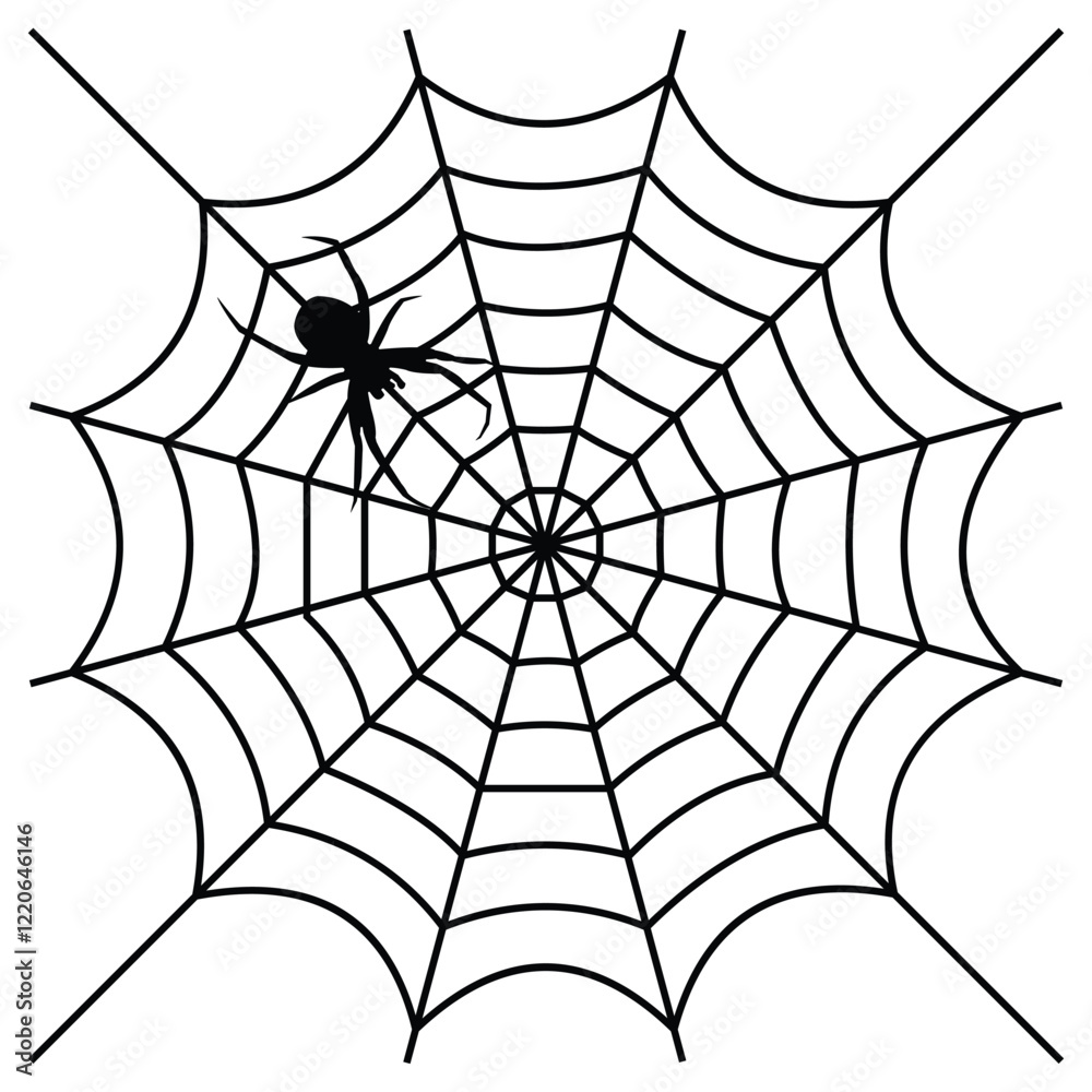 Obraz premium Spider and web icon vector illustration.