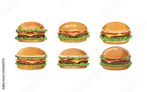 hamburger hand drawn six style