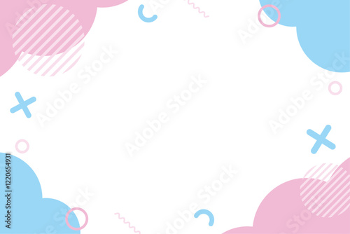 ポップでかわいいフレームイラスト　ピンク　水色