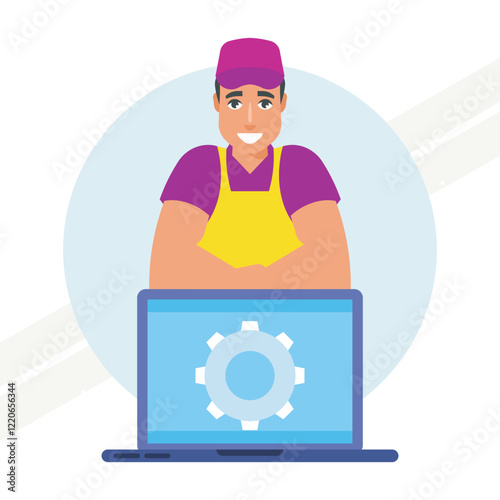 An illustration representing computer repair symbolizing technology and maintenance