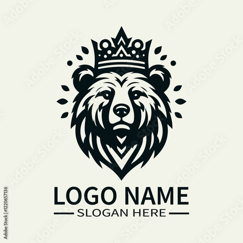 Iconic Bear Head Logo Design, Majestic Bear Logo, Powerful Bear Mascot, Wildlife Logo with Bear Head, Forest King Logo