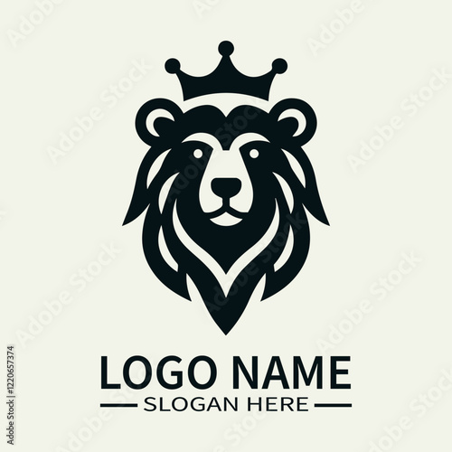 Iconic Bear Head Logo Design, Majestic Bear Logo, Powerful Bear Mascot, Wildlife Logo with Bear Head, Forest King Logo