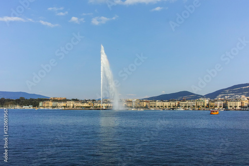 Sunset view of city of Geneva, Switzerland