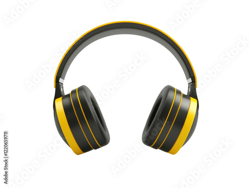 Isolated Black and Yellow Wireless Headphones with Padding photo