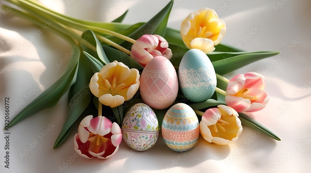 easter eggs and tulips easter eggs and tulips