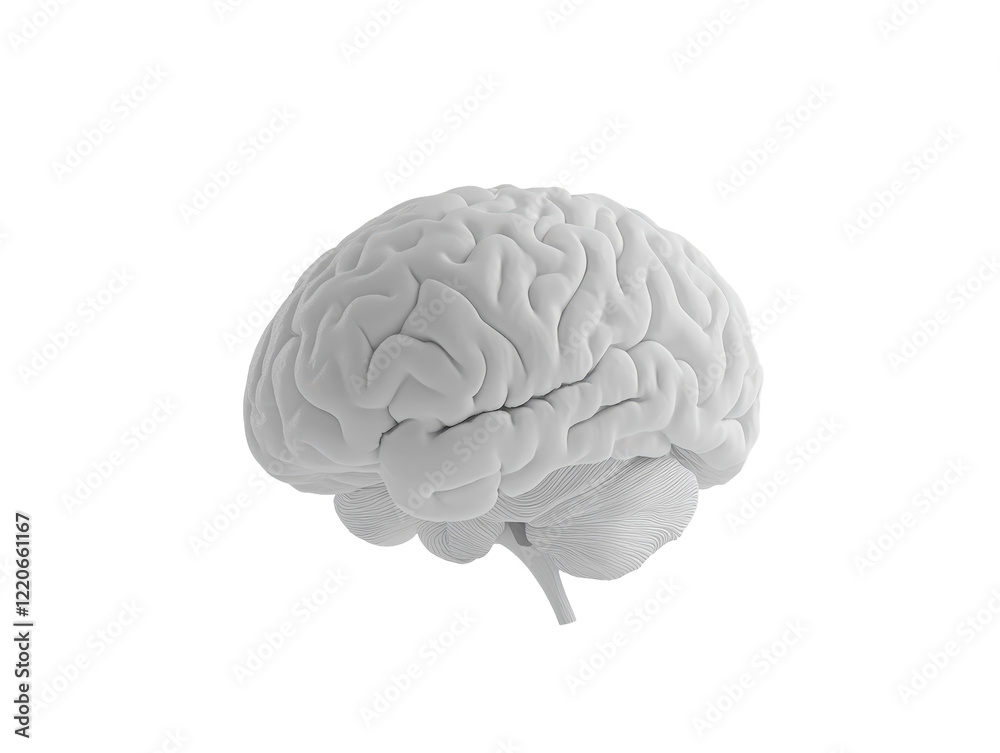 Isolated White 3D Render of a Human Brain