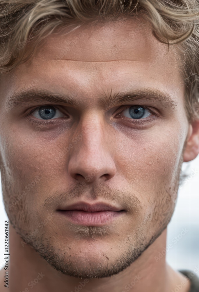 Fototapeta premium close up portrait of a nordic man, handsome blonde guy