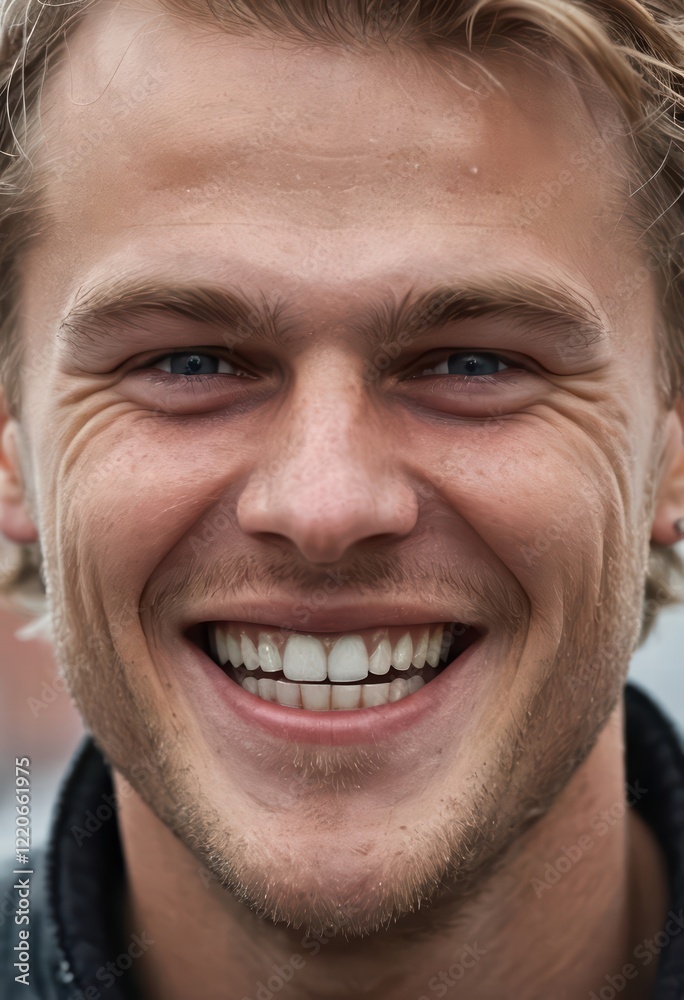 close up portrait of a nordic man, laughing guy close up portrait of a nordic man, laughing guy