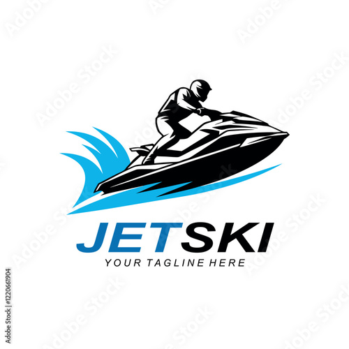 Flat jet ski Racing logo design vector illustration idea