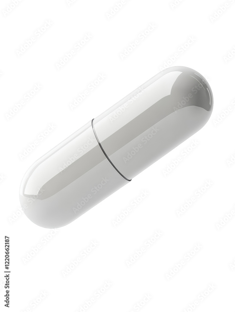 Isolated White Medical Capsule Pill
