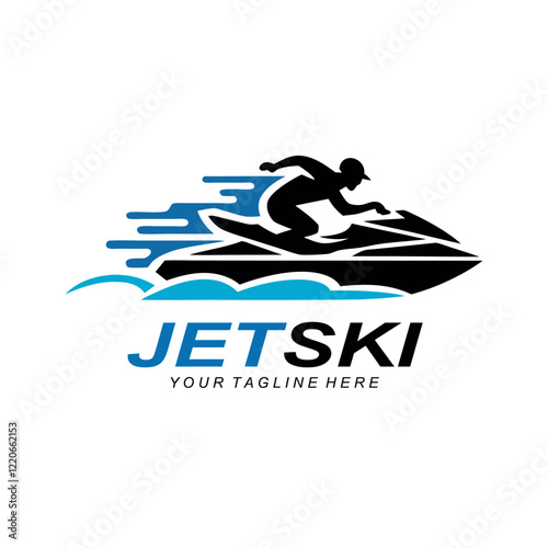 Flat jet ski Racing logo design vector illustration idea