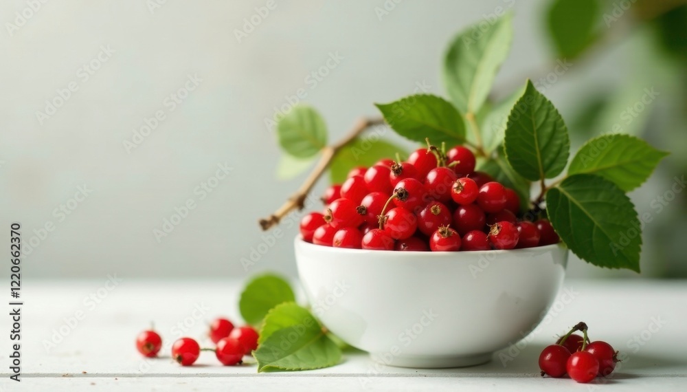 Fresh Honeyberry branches in a white ceramic bowl, foliage, ceramic Fresh Honeyberry branches in a white ceramic bowl, foliage, ceramic