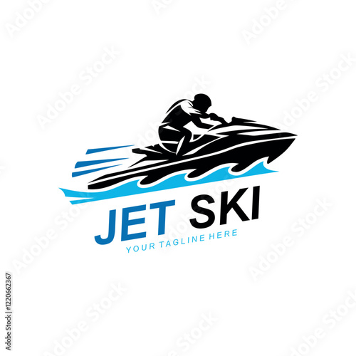 Flat jet ski Racing logo design vector illustration idea