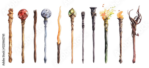 Wallpaper Mural set of magic wands watercolor Torontodigital.ca
