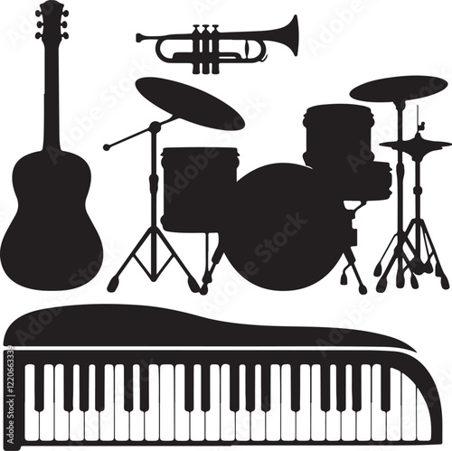 Musical Instrument Silhouettes Vector Art Collection