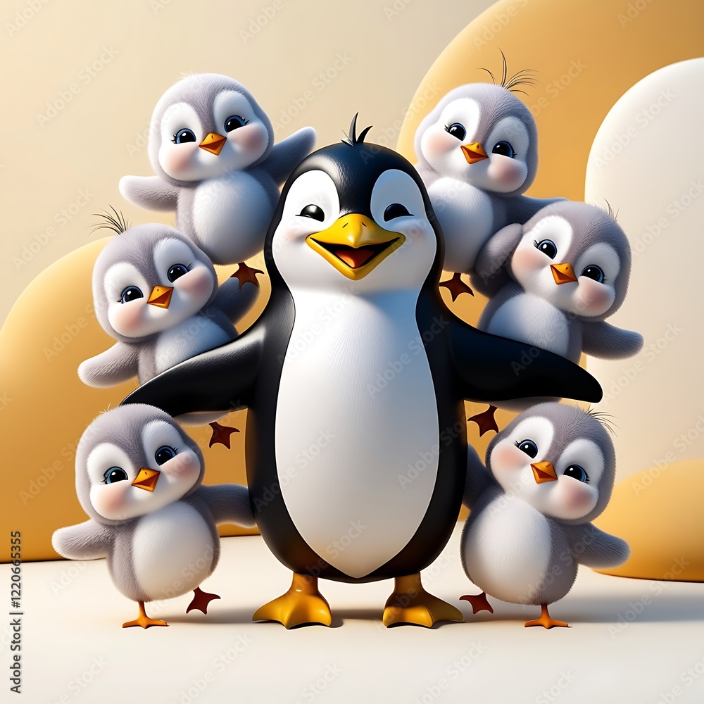 Naklejka premium penguins on the beach