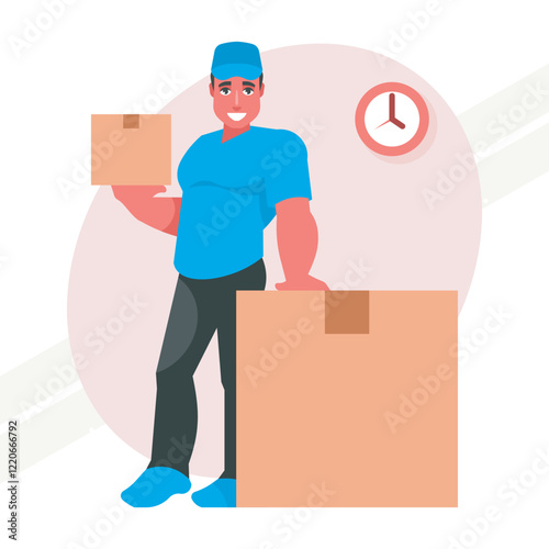 An illustration representing the concept of delivery symbolizing logistics and transportation