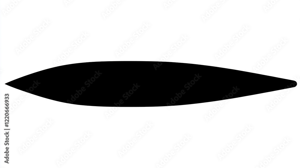 Set of simple, flat black silhouette shapes. Long oval shape with a pointy tip at one end and a rounded base on the other, against a blank background. High resolution. Set of simple, flat black silhouette shapes. Long oval shape with a pointy tip at one end and a rounded base on the other, against a blank background. High resolution.