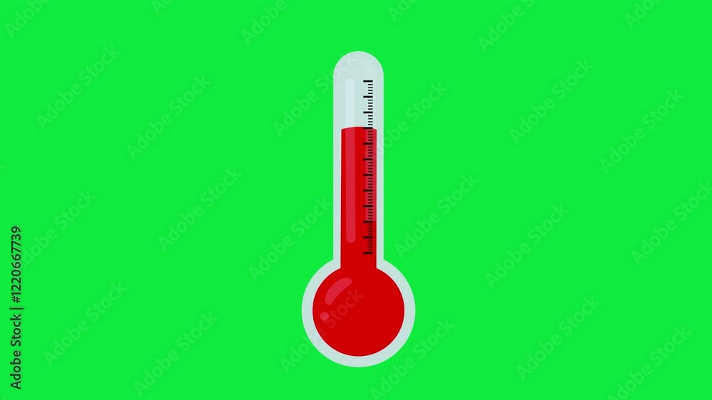 2d thermometer high and low temperature degrees animation 4k green screen
